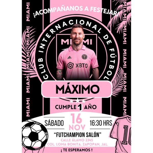 Invitación digital fiesta cumpleaños Messi