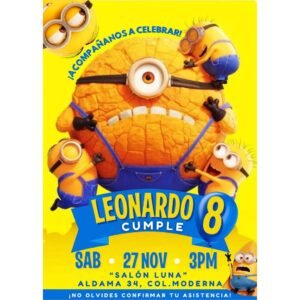 Invitación digital fiesta cumpleaños Minions modelo 2