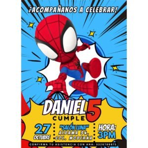 Invitación digital fiesta cumpleaños Spidey modelo 2